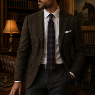 Corbata Tartan Plaid Burgundy Heritage Lujo Estilo Antig