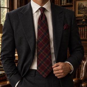 Corbata Tartan Plaid Burgundy Patrimonio de Viejo Dinero