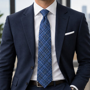 Corbata Tartan Plaid Clásico Azul Real
