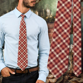 Corbata Tartan Plaid Maroon and Cream Design