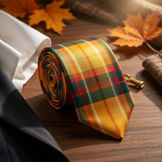 Corbata Tartan Plaid Patrón de Cosecha de Otoño Cálido (Subido por el creador)