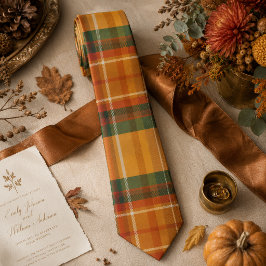 Corbata Tartan Plaid Patrón de Cosecha de Otoño Cálido