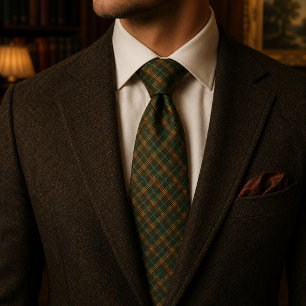 Corbata Tartan Plaid Verde Cazador Rústico