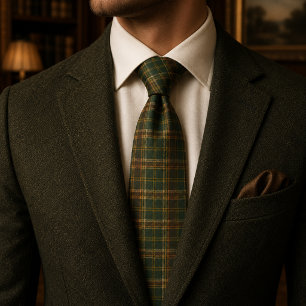 Corbata Tartan Plaid Verde Cazador Rústico
