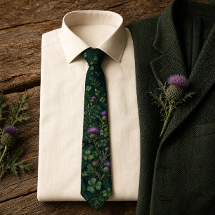 Corbata Tartan Plaid Verde Esmeralda Cardo Irlandés