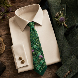 Corbata Tartan Plaid Verde Esmeralda Cardo Irlandés