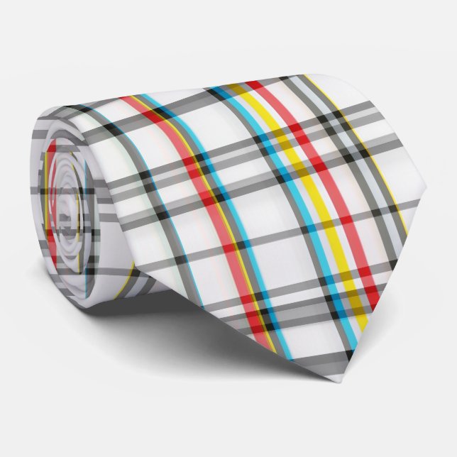 Corbata Tartan Rojo Blanco Azul Negro (Enrollado)