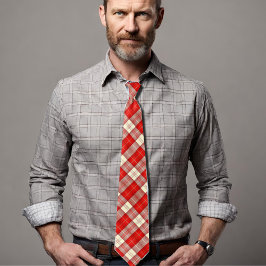 Corbata tartán rojo y blanco