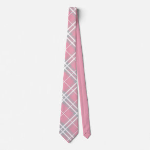 Corbata Tartán rosa y gris clásico