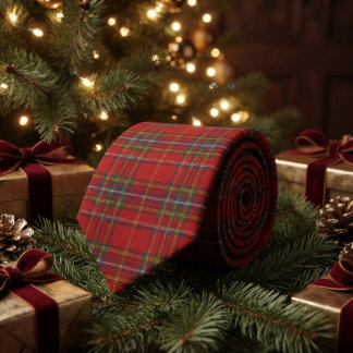 Corbata Tartan Royal Stewart Rojo Dorado Cuadros Escoceses