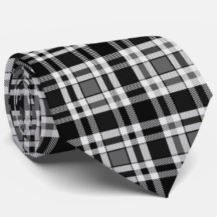Corbata Tartán Tartán Tartán de plástico blanco gris negro