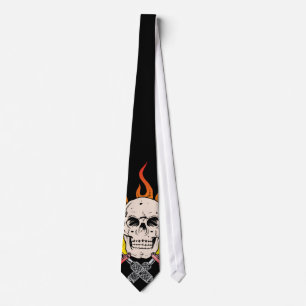 Corbata Tatuaje llameante del cráneo 318