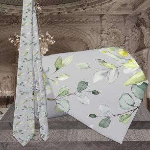 Corbata Taupe Grey Sage Green Eucalyptus Elegante Boda