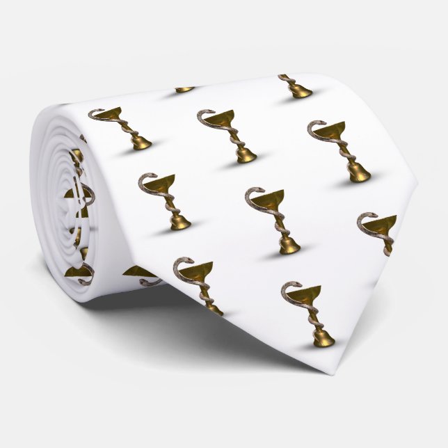 Corbata Tazón de serpiente de bronce Hygieia Caduceus Medi (Enrollado)