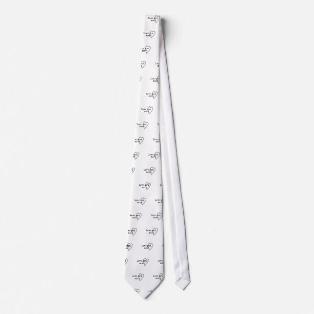 Corbata te amo más corazón moderno negro blanco gris (Anverso)