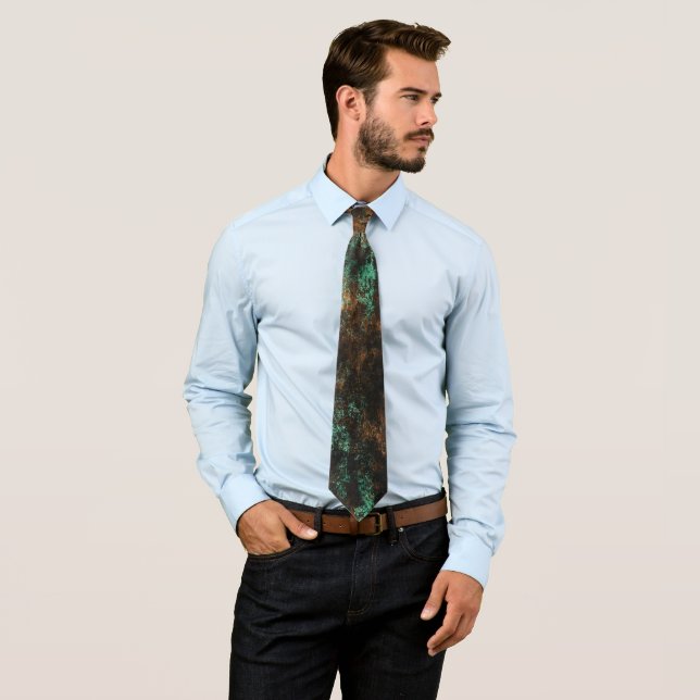 Corbata Teal Cooper Patina Metálico (In situ)