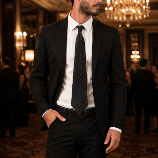 Corbata Teddy | Lujo con Pinstripe Negro Medianoch