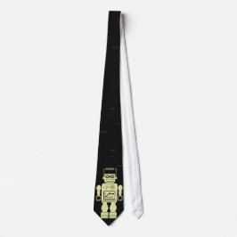 Corbata Tejido amarillo retro robot