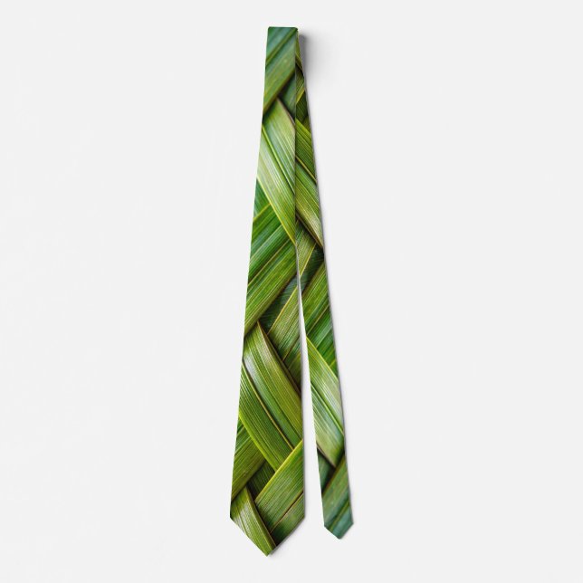 Corbata Tejido de bambú fresco verde (Anverso)