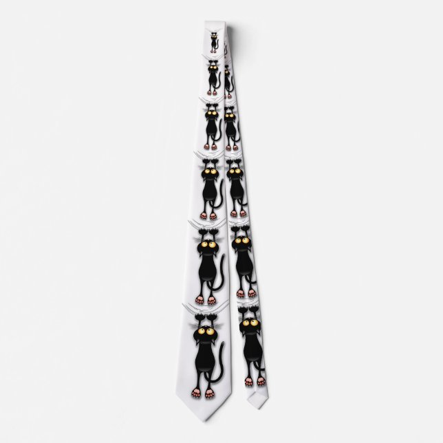 Corbata Tejido de caracteres divertidos de gato (Anverso)