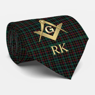 Corbata Tejido de cuello monogramado masónico oscuro