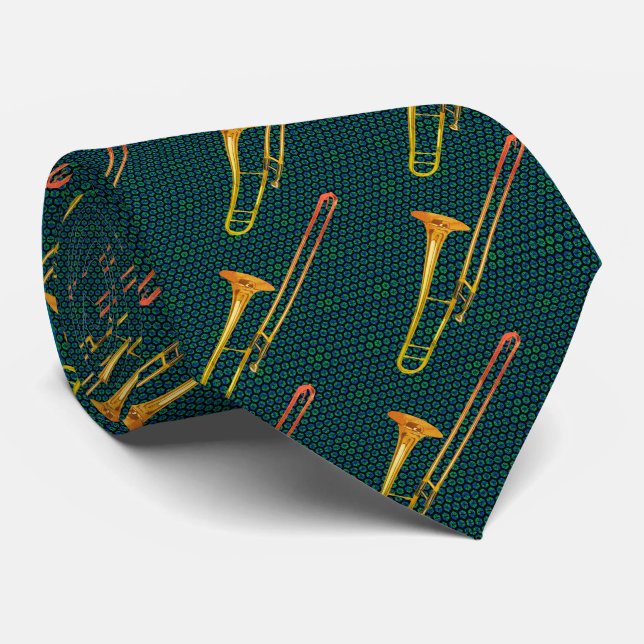 Corbata Tejido de cuello verde trombónico (Enrollado)