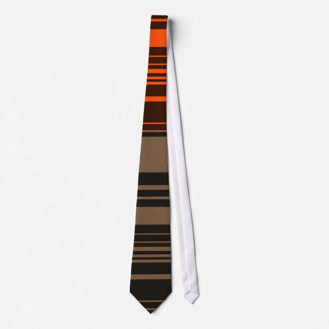 Corbata Tejido de patrón de franjas grises Naranja marrón (Anverso)