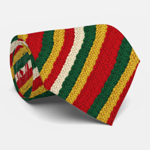 Corbata Tejido de punto a rayas festivas en rojo, verde, d