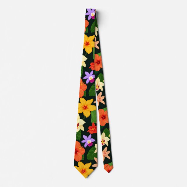 Corbata Tejido Tropical De Cuello Floral (Anverso)