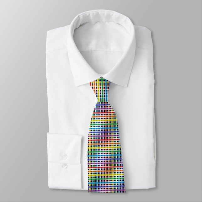 Corbata Tejidos de arcoiris blancos (Atado)