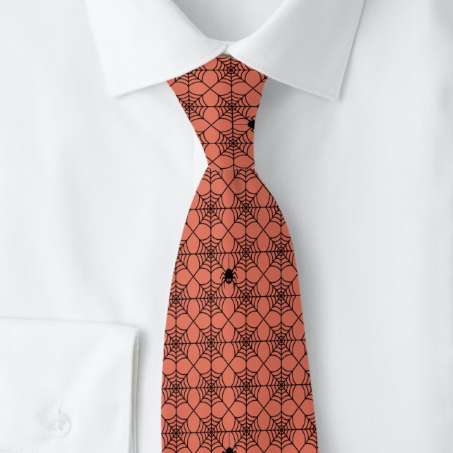 Corbata Tela de araña naranja de Halloween (Subido por el creador)