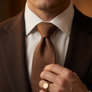 Corbata Tela de tweed de pájaro marrón coñac de dinero ant