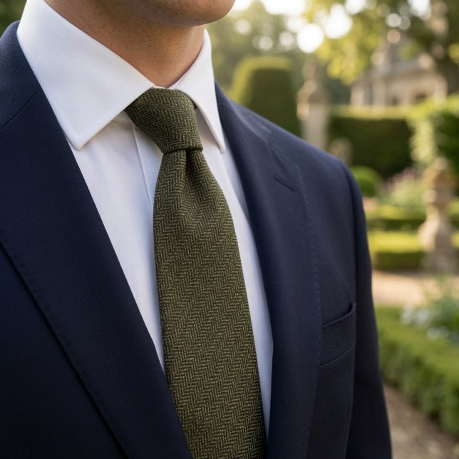 Corbata Tela de tweed herringbone verde oliva de dinero an (Subido por el creador)