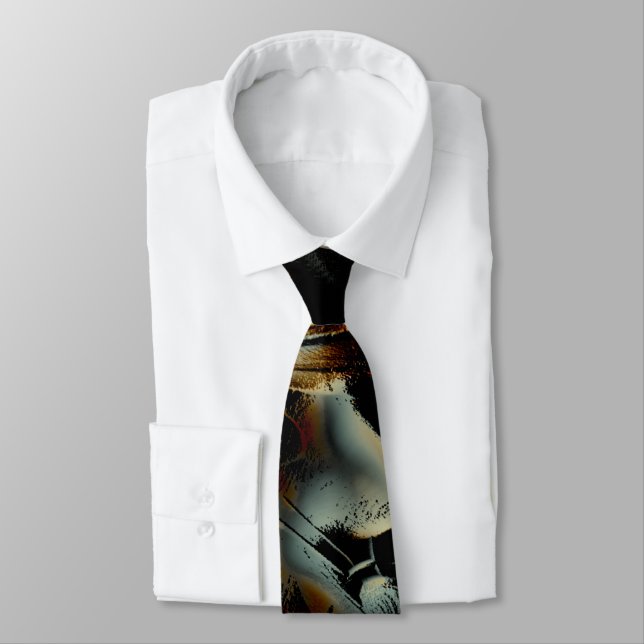 Corbata Tela digital rayada de textura satinada oscura (Atado)