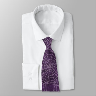 Corbata Telarañas Moradas de Halloween Grunge