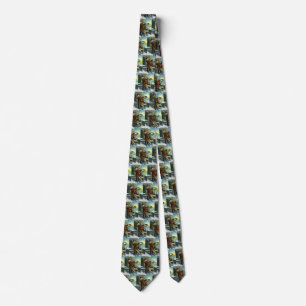 Corbata Telescopio Perro Santa Claus Navidad Vintage Atard