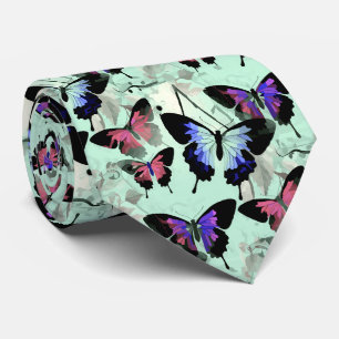 Corbata Tema de alas de mariposas vintage retro acuarela