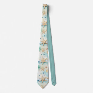 Corbata Tema de playa de estrellas de mar y conchas inspir