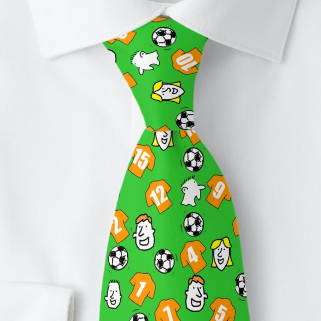 Corbata Tema del fútbol con Camisetas Naranjas del oro (Close up)