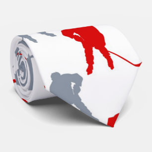 Corbata Tema personalizado del jugador de hockey gris rojo