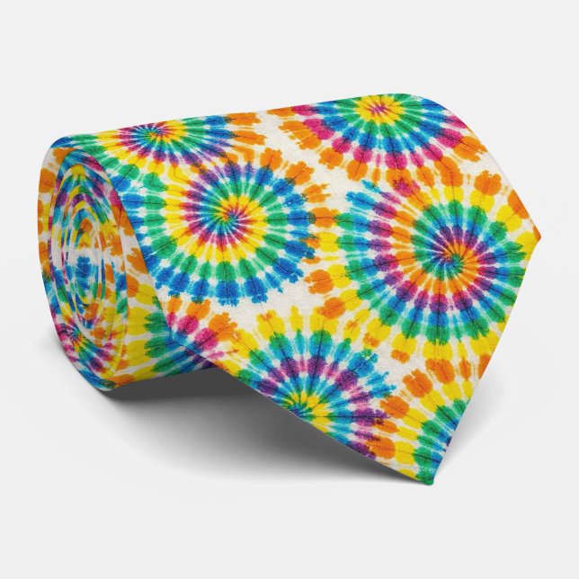 Corbata teñida con efecto psicodélico de arcoíris (Enrollado)