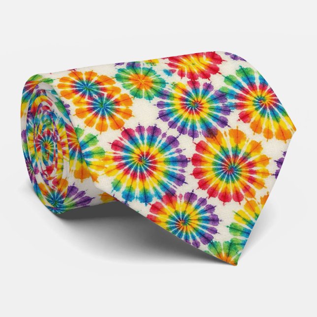 Corbata teñida con efecto psicodélico de arcoíris (Enrollado)
