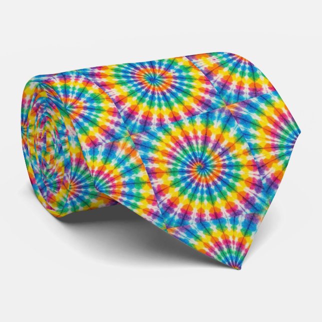 Corbata teñida con efecto psicodélico de arcoíris (Enrollado)