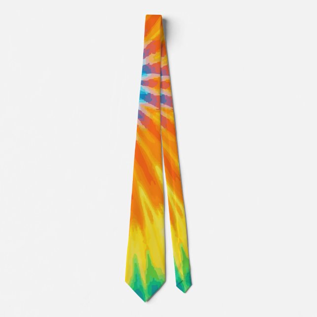 Corbata teñida vibrante azul, naranja y amarillo,  (Anverso)