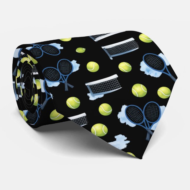 Corbata Tenis Día del Padre Acuarela Azul (Enrollado)