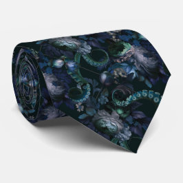 Corbata Tentáculo gótico Cthulhu Turquesa con flores