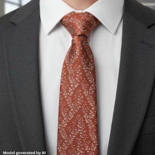 Corbata Terracota Blanca Floral Elegante