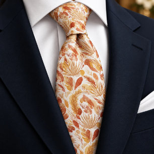Corbata Terracota Cálida y Botánica Seca Beige