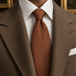 Corbata Terracota de lujo Floral Barroco Naranja Quemada 