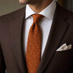 Corbata Terracota de lujo quemada naranja Jacquard